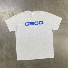 Vintage Y2K GEICO Graphic T Shirt XL Gray Gildan Heavy Cotton Logo Promo Tee