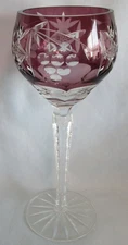 Unknown Bohemian Maker Cut to Clear Amethyst 8 1/4" Wine Hock Stem Goblet