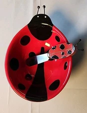 VTG Jill Seale Ladybug Cheese/Dip Bowl w/Ladybug Spread Knife Kitchen Gift Idea 
