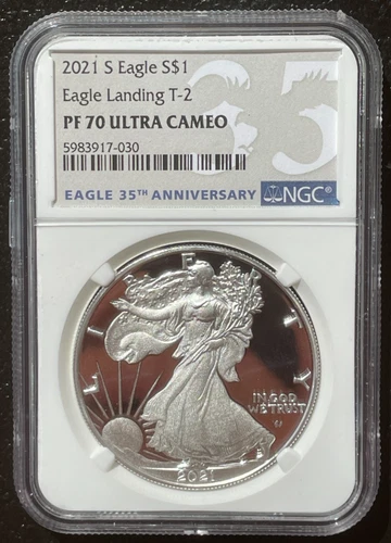 2021-S $1 SILVER AMERICAN EAGLE NGC PF70 Eagle Landing T-2 : 06653