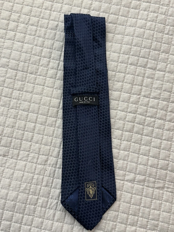 Corbata de lujo vintage azul Gucci 100 % seda Foto 4 de 4