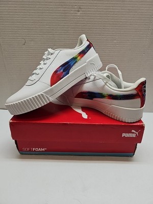 PUMA Carina Tie Dye Espadrilles Women's Sneakers White/Metallic Silver Size 9