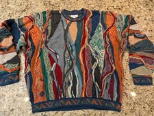 Coogi Australia Crew Neck Sweater Vintage 1990's Knit MultiColor size XL