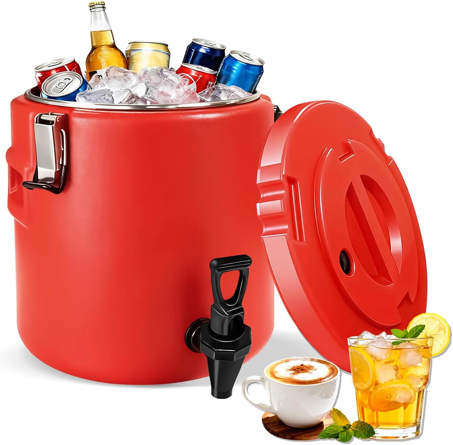 2.6 Gallon Insulated Beverage Dispenser for Hot & Cold Drinks, Portable Use