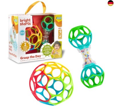 Bright Starts Easy-Grasp Oball Bundle Gift Set - Grasp the Day, Ball and Rattle
