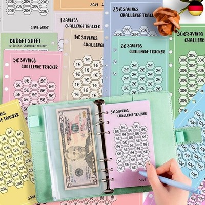 48 Blatt A6 Binder Budget Planner Zubehör 100 Envelope Challenge Haushaltsbuch