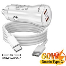 60W Doub PD Fast Charging Car Charger Adapter For Samsung iPhone Android Phone