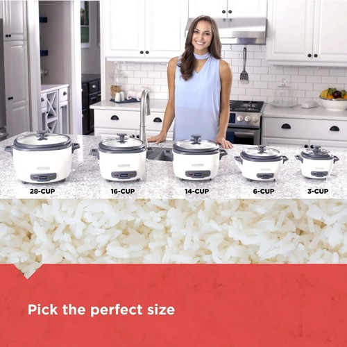 BLACK+DECKER 3-Cup Electric Rice Cooker with Keep-Warm Function, White, RC503 - Picture 6 of 7