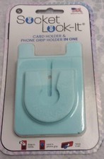 Socket Lock-It, Adhesive Card Holder  Phone Grip Holder in One NEW SEALED Aqua
