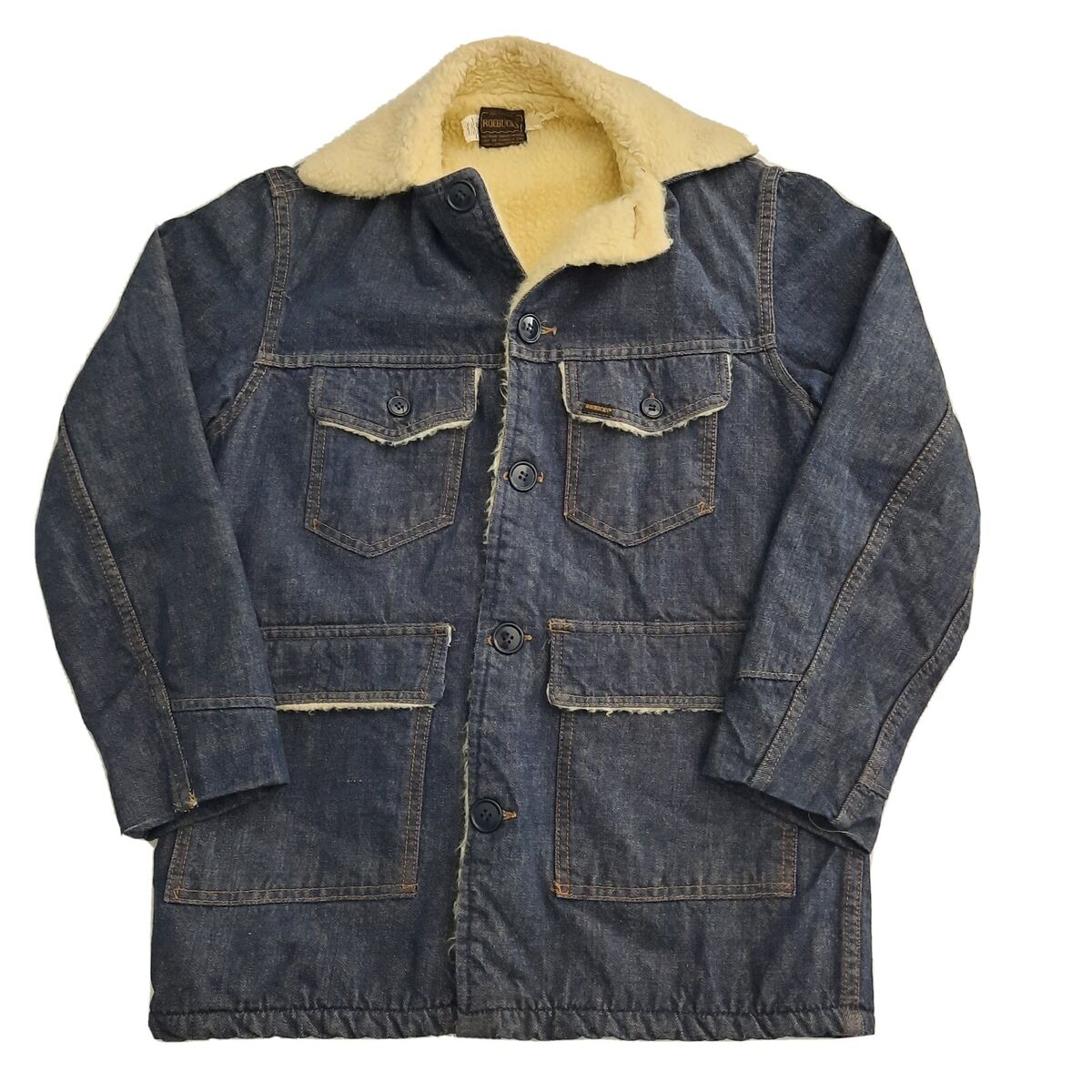 Men's Vintage Sears Roebucks Denim Jean Sherpa Lined Jacket Men's Vintage Sears Roebucks Denim Jean Sherpa Lined Jacket