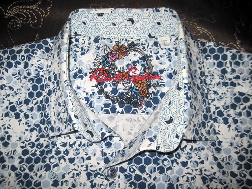 ROBERT GRAHAM Men's Short Sleeve Blue Cotton Sport Shirt Size Large Excellent - Picture 2 of 8