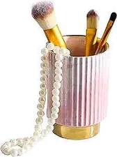  and Gold Makeup Brush Holder Organizer,Glass Cosmetics Brushes Cup Pink