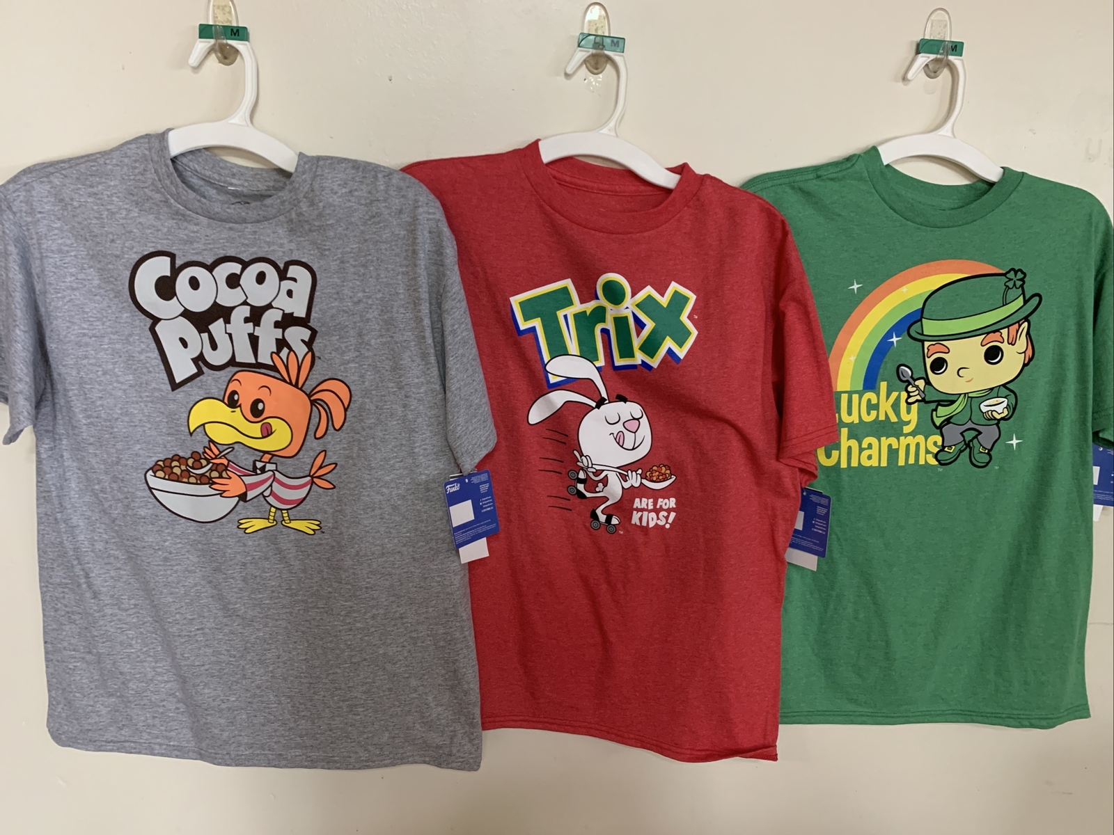 Funko Cereal Shirts Lot of 3 Cocoa Puffs, Trix And Lucky Charms Kids