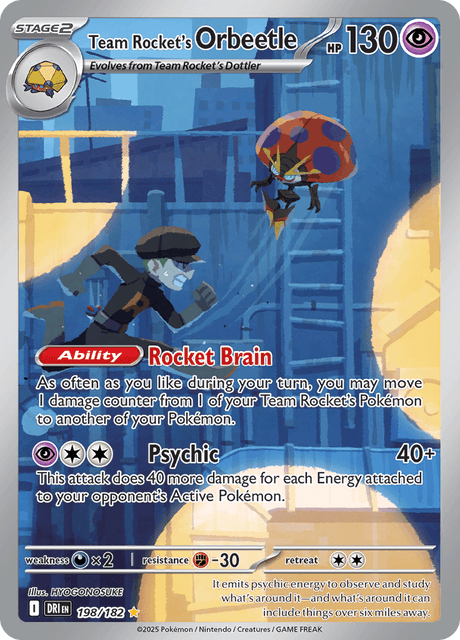 Pokémon Team Rocket's Orbeetle 198/182 Illustration Rare Destined