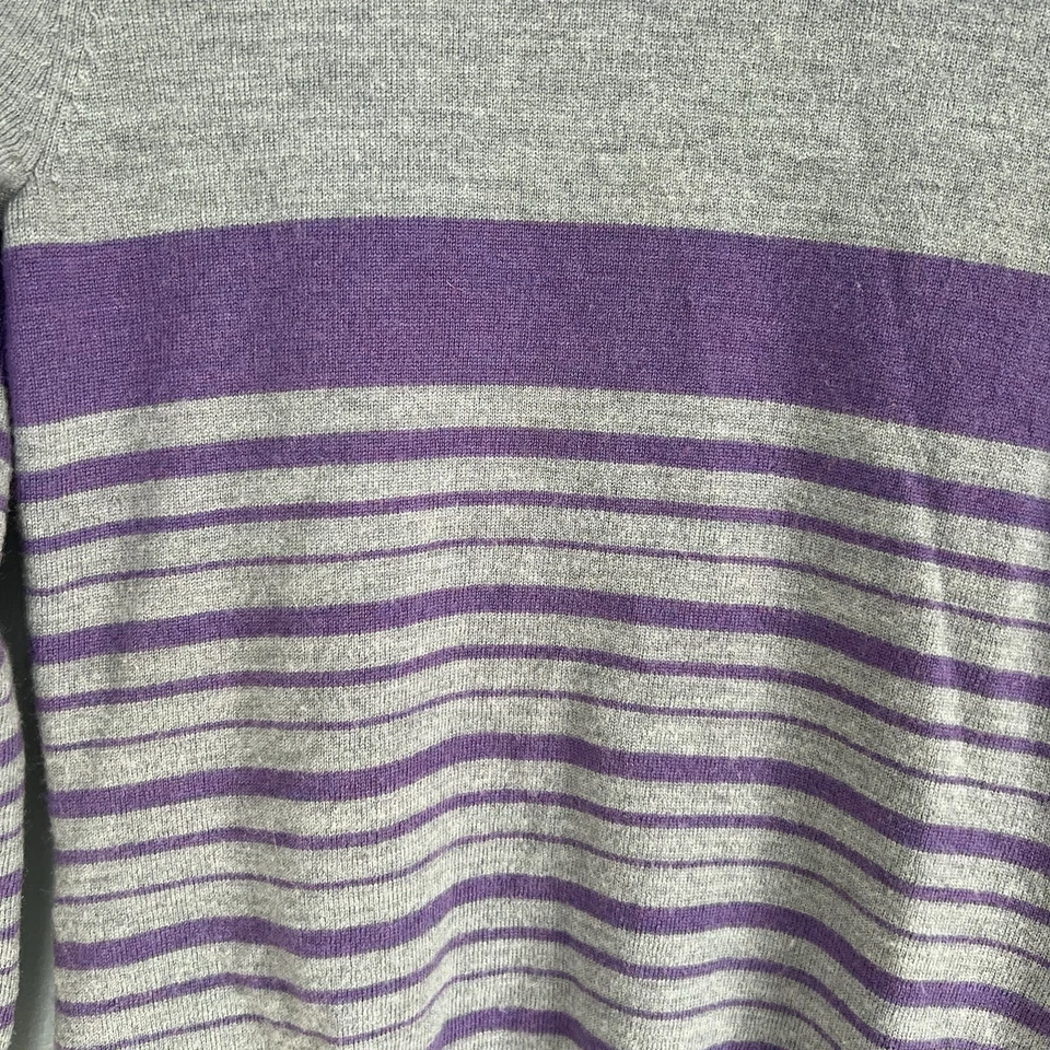 Suéter SAKS FIVE Avenue Mujer Lana Cuello Alto Púrpura Gris Rayas Pequeño Talla M Foto 3 de 4