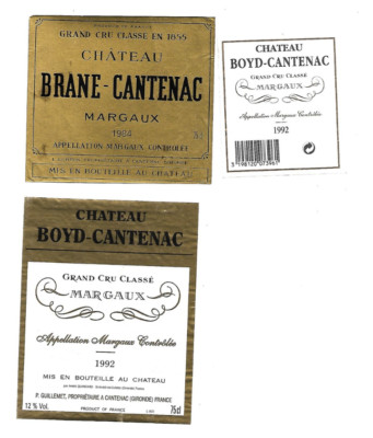 Weinetikett - Margaux - Château Boyd et Brane Cantenac - 1992 und 1984