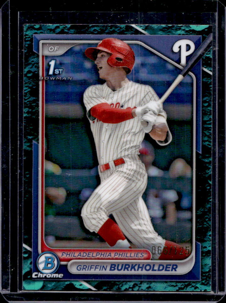 2024 Bowman Draft Griffin Burkholder Chrome Aqua Lunar Refractor 1st #66/125