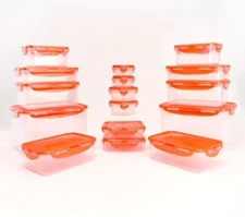 Lock & Lock 16Pc + Lids Multi-Shape Food Storage CORAL K90163 Air & Water Tight