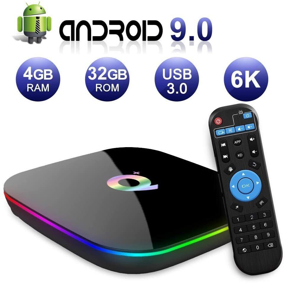 SMART TV BOX Q-PLUS ANDROID PIE 10.0 4GB RAM 64GB 6K QUAD-CODE WIFI NEW