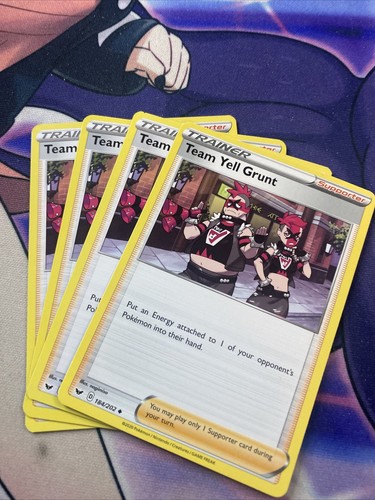Pokemon TCG Sword and Shield Base 4x Playset Team Yell Grunt 184/202