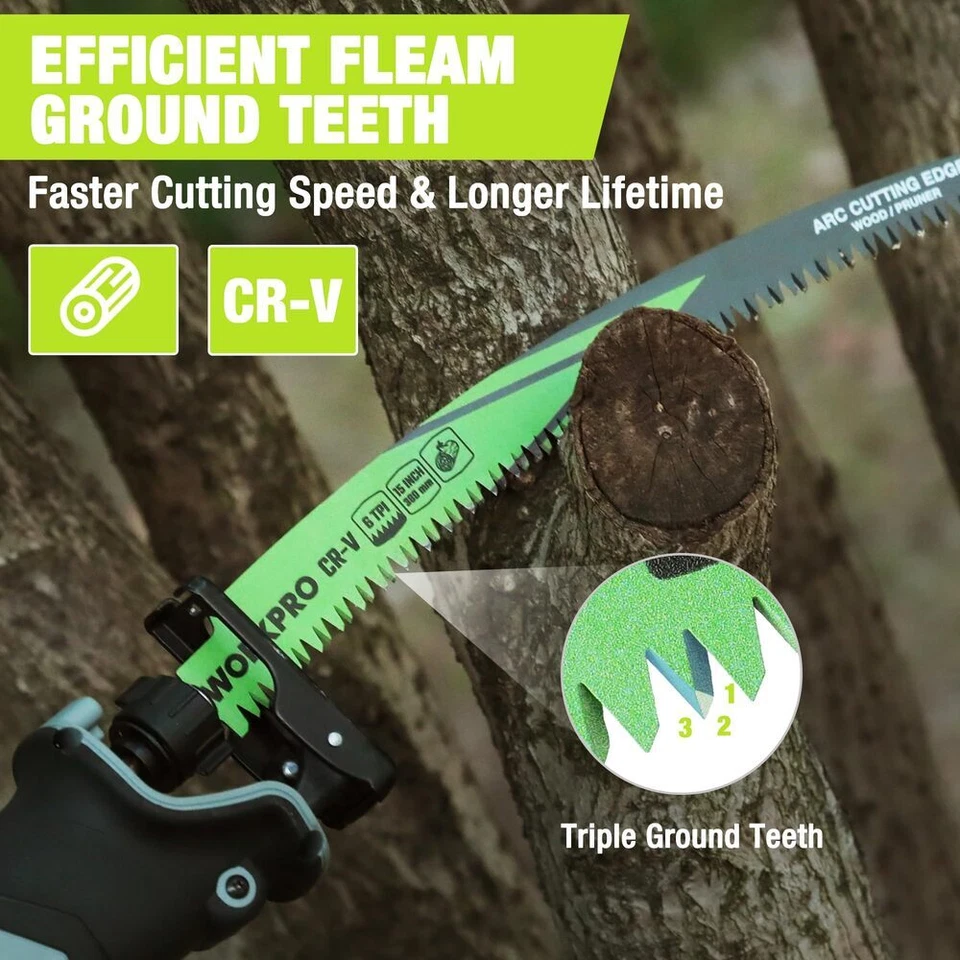 Juego de hojas de sierra recíprocas para podar madera WORKPRO 5 PIEZAS 15" borde de corte de arco 6TPI Foto 4 de 4
