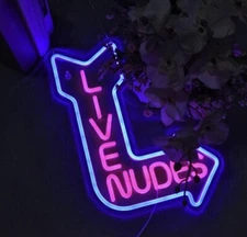 Neon Sign Live Nudes Dimmer Wall Decor Art Blue Pink Man Cave Bar Funny LED New!