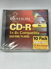 New Imation CD-R 1X-8X 650MB/74Min. 10 Pack Sealed