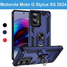 For Motorola Moto G Stylus 5G 2024 Phone Case Cover Ring Stand Tempered Glass