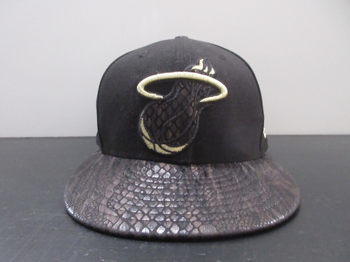 HOT Black And Gold Miami Heat Hat Miami Heat Hat Cap Fitted