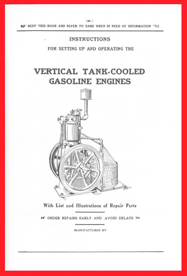 IHC Gasoline Engines Setting Up Vertical Tank Cooled Owner's Manual List Parts