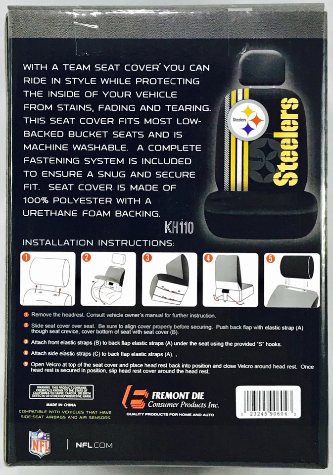 Set Of Two NFL Team Logo Printed Car Seat Cover - Image 4 of 4