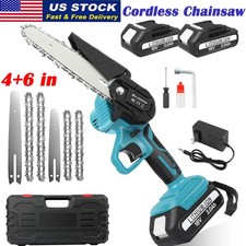 4 & 6 inch Electric Mini Chainsaw w/ 3Ah Battery Handheld Cordless Wood Chainsaw