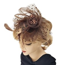 Fascinators Hat Women Tea Party Headband Flower Cocktail Mesh One Size Coffee