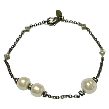 FOXEY - Gold Cream Hardware Faux Pearl Bracelet