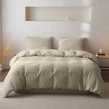 100 Cotton Duvet Cover Set Waffle Weave 3PCS 1 Comforter Cover, 2 Pillow Sham...