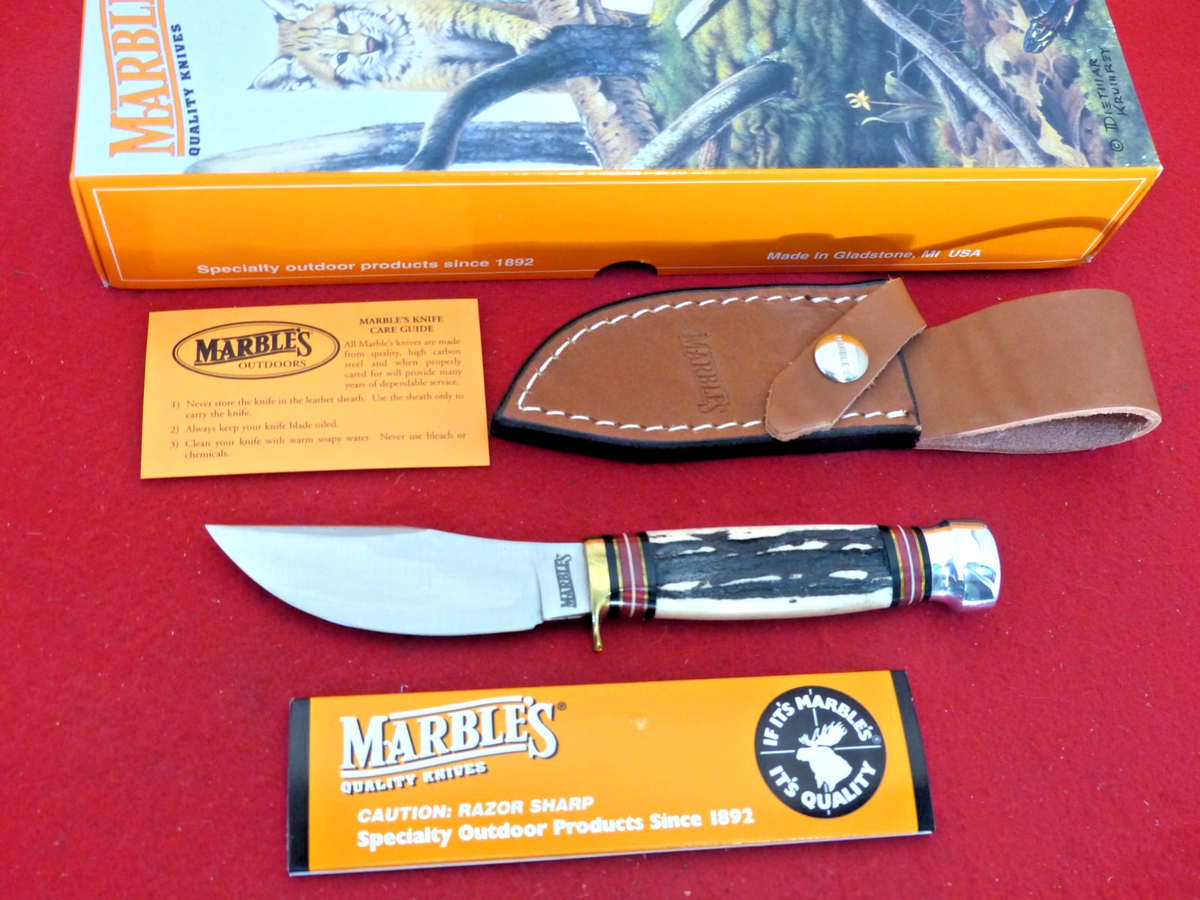 Marbles Gladstone USA mint Trailcraft fixed blade bone/aluminum 