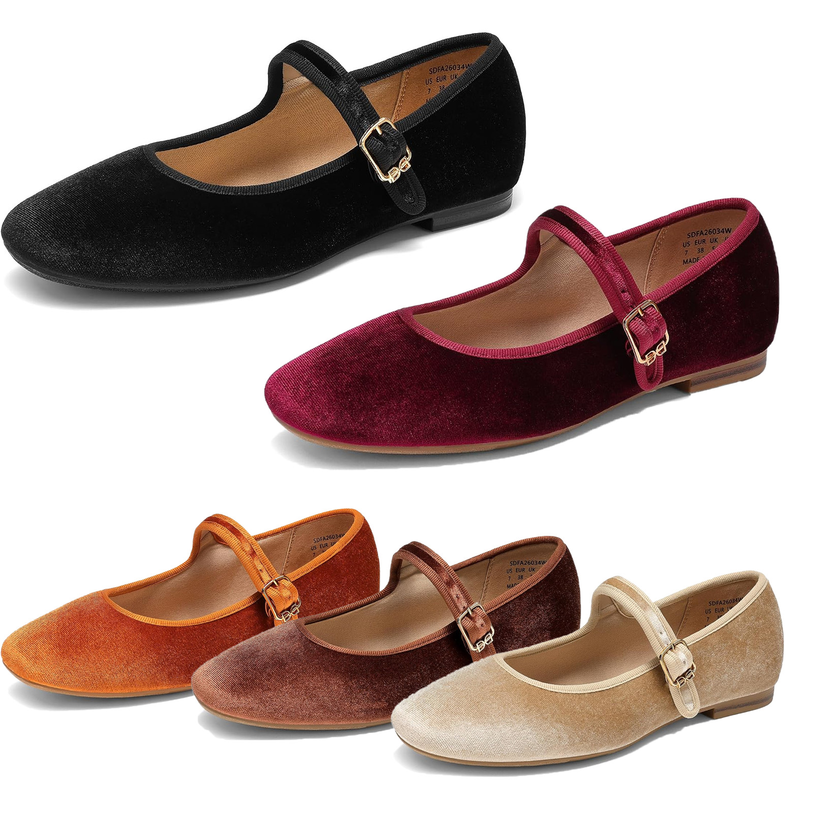 DREAM PAIRS Women's Mary Jane Shoes Retro Square Toe Ballet Flats Dress Shoes