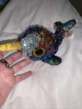 Ty~Beanie Boos/Flippables Calypso'The Narwhal 9” Plush Double Sided Sequins