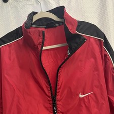 Vtg Nike Men  s Red Windbreaker Running Jacket XL 90  s Embroidered Swoosh
