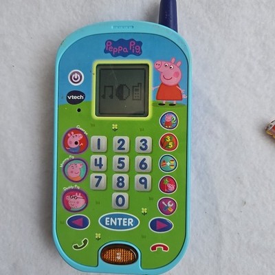 VTech Peppa Pig Let's Chat Learning Phone Blue Light Up Cell Phone Tested. 
