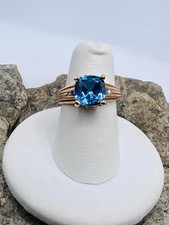 925 Silver Vermeil London Blue Topaz CZ Accents Ring Size 5.75