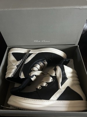 Rick Owens Black White Leather  Lace Up Men s US 12 or 11.5 (check description)