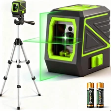 Green Laser Level with Tripod, Self-Leveling 100Ft Cross Line Laser, Lazer Level