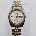 Seiko Watch Women White Dial Two Tone Daydate Round 7n83-0041 New Batt
