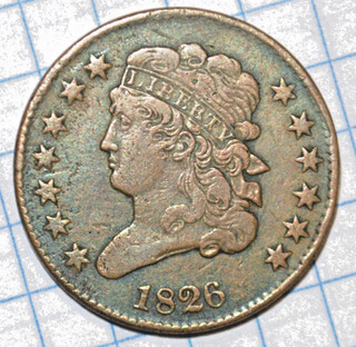 1826 Classic Head Half Cent Copper brown VF Business Strike Phila C 1