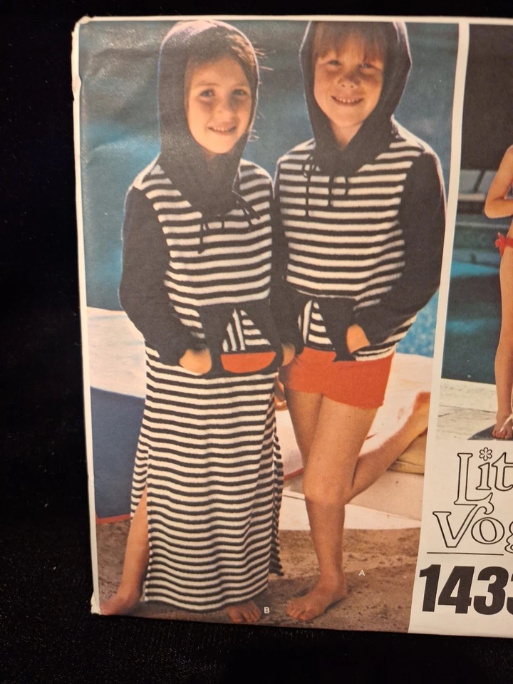 Little Vogue Sewing Pattern 1433 Child's Cover-up Swimsuit Hat Towel Sz. 5 Uncut - Image 2 of 4