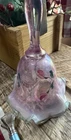 Fenton Hand Painted Art Glass Decorative Bell Floral Pink Purple Green Glossy