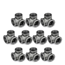 1/2" 3-Way Side Outlet Elbow, Cast Malleable Iron 3 Way Corner Pipe Fittings ...
