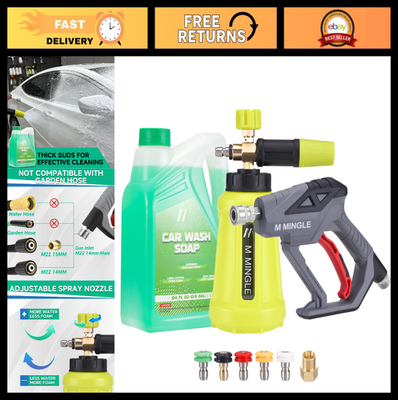 #ad Pressure Washer Gun amp; Foam Cannon Set 64oz Car Wash Soap 5 Nozzle Tips Patio $64.99