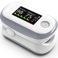 Pulse Oximeter, 4 Color OLED Display Oxygen Monitor Fingertip with 20 Memory,